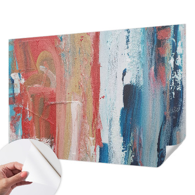 Stick-on wall mural with colorful abstract artwork