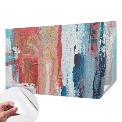 Stick-on wall mural with colorful abstract artwork