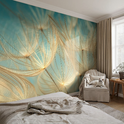 Removable wall mural wallpaper featuring an ethereal dandelion motif