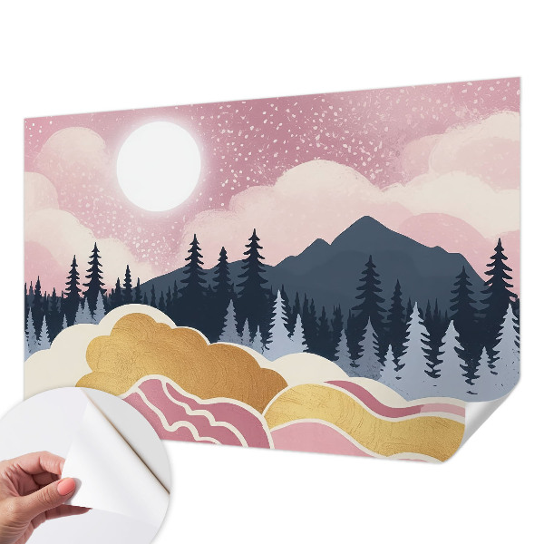 Peel and stick wall mural for living room Pink Sunset
