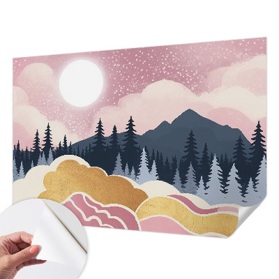 Peel and stick wall mural for living room Pink Sunset