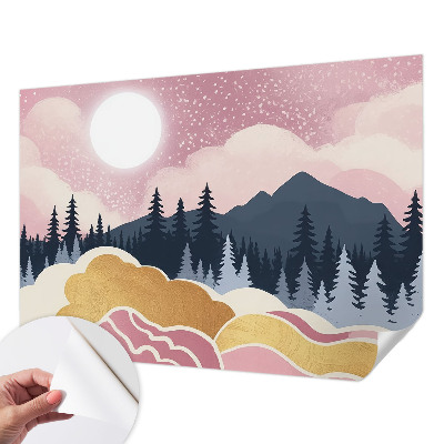 Peel and stick wall mural for living room Pink Sunset