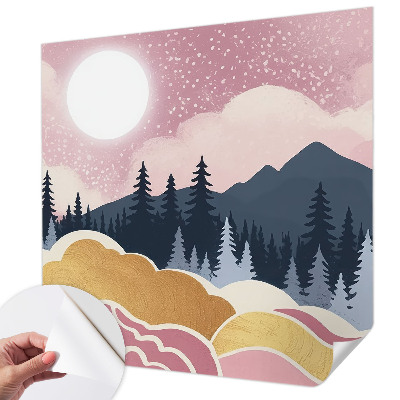 Peel and stick wall mural for living room Pink Sunset