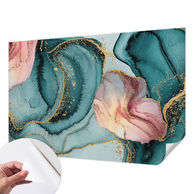Peel and stick wall mural for living room with an artistic waves design