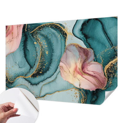 Peel and stick wall mural for living room with an artistic waves design