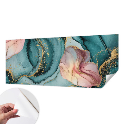 Peel and stick wall mural for living room with an artistic waves design