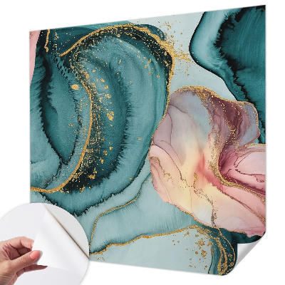 Peel and stick wall mural for living room with an artistic waves design