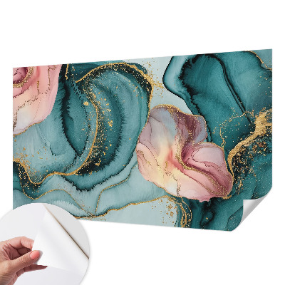 Peel and stick wall mural for living room with an artistic waves design