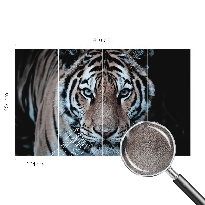 Nursery wall mural with a realistic tiger portrait for a child's room