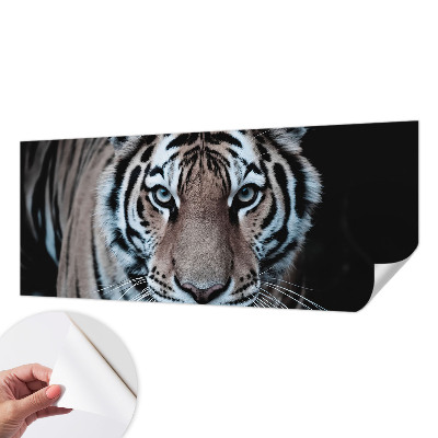 Nursery wall mural with a realistic tiger portrait for a child's room