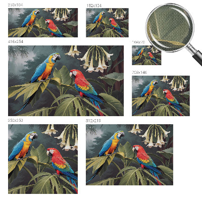 Peel-and-stick wall mural with a colorful parrot design for bedroom decor