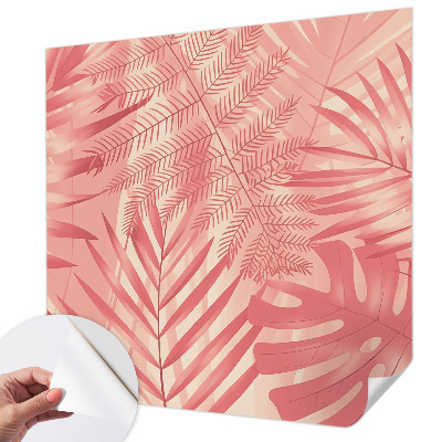 Peel and stick wall mural with tropical leaves design
