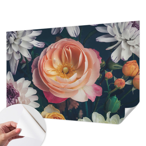 Self-adhesive photo wallpaper with a floral motif titled 