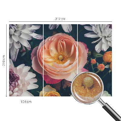 Self-adhesive photo wallpaper with a floral motif titled 