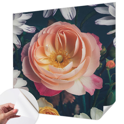 Self-adhesive photo wallpaper with a floral motif titled 