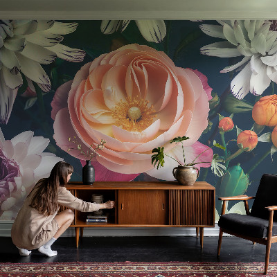 Self-adhesive photo wallpaper with a floral motif titled 