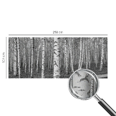 Stick-on wall mural with a birch forest design