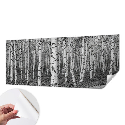 Stick-on wall mural with a birch forest design