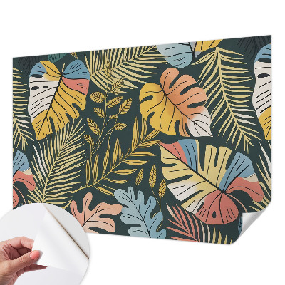 Peel and stick wall mural for living room with a tropical energy design