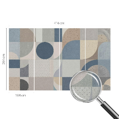 Removable wall mural wallpaper with a geometric mosaic design