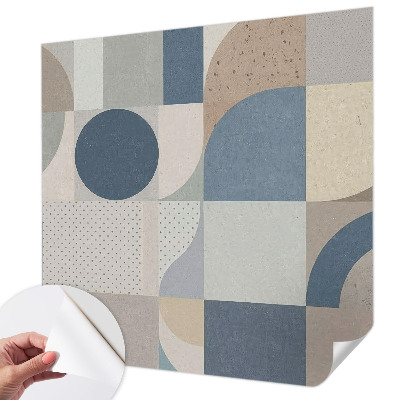 Removable wall mural wallpaper with a geometric mosaic design