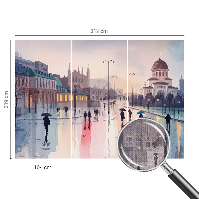 3D wall mural A rainy walk