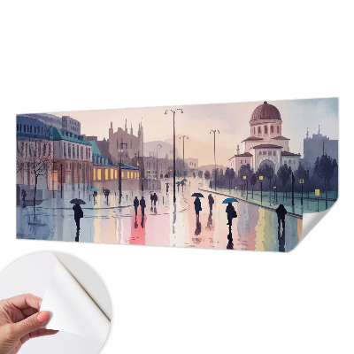 3D wall mural A rainy walk
