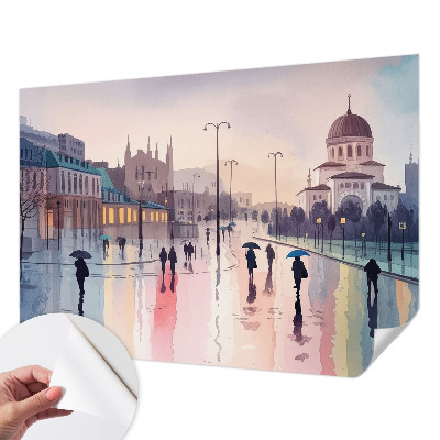 3D wall mural A rainy walk