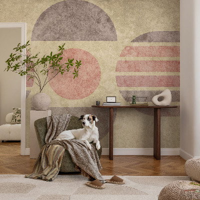 Nursery wall mural with geometric forms