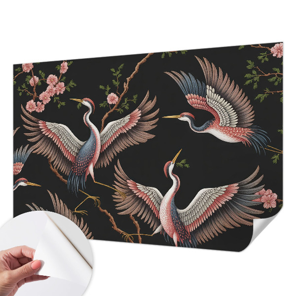 Children's wall mural with a floral pattern