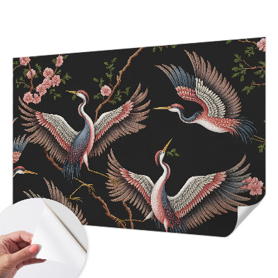 Children's wall mural with a floral pattern