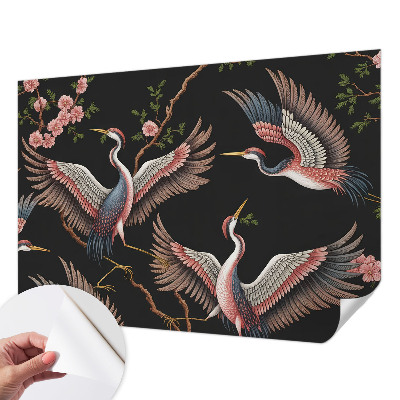 Children's wall mural with a floral pattern