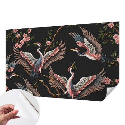 Children's wall mural with a floral pattern