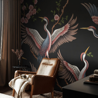 Children's wall mural with a floral pattern