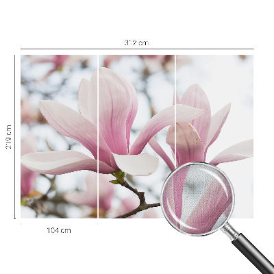 3D photo wallpaper mural with magnolia flowers