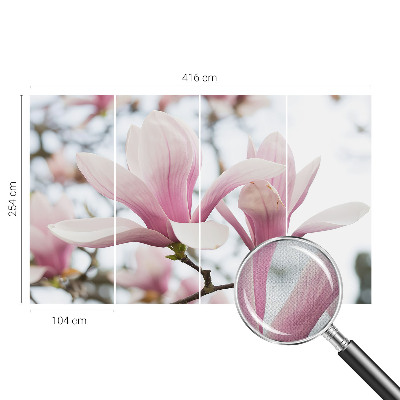 3D photo wallpaper mural with magnolia flowers