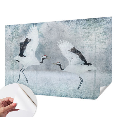 Peel and stick wall mural with a harmonious crane motif