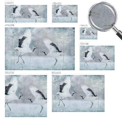 Peel and stick wall mural with a harmonious crane motif