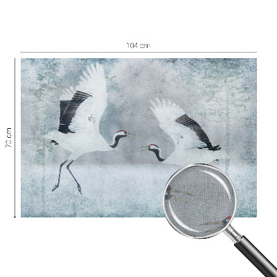 Peel and stick wall mural with a harmonious crane motif