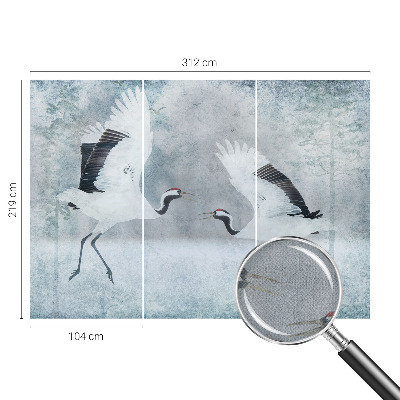 Peel and stick wall mural with a harmonious crane motif