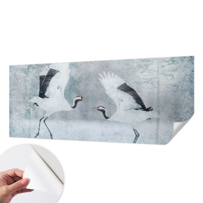 Peel and stick wall mural with a harmonious crane motif