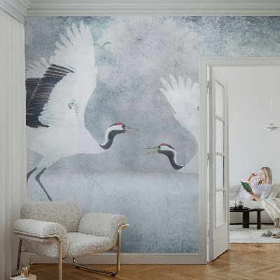 Peel and stick wall mural Harmonious cranes