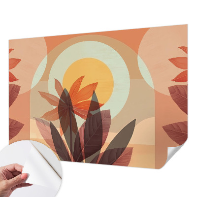 Peel and stick wall mural for kids' room with a floral abstraction design