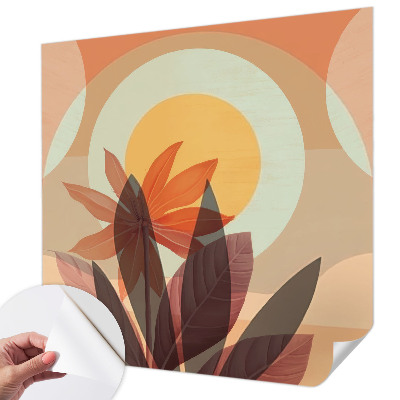 Peel and stick wall mural for kids' room with a floral abstraction design