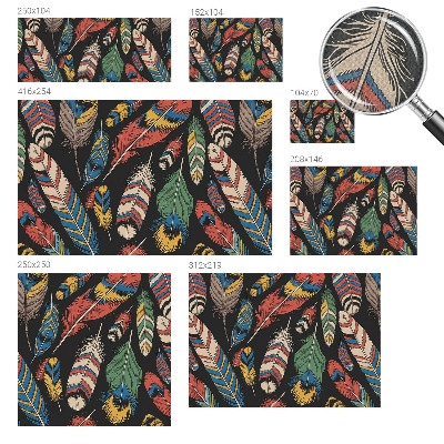 Peel and stick wall mural for bedroom with a colorful feather design
