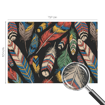 Peel and stick wall mural for bedroom with a colorful feather design