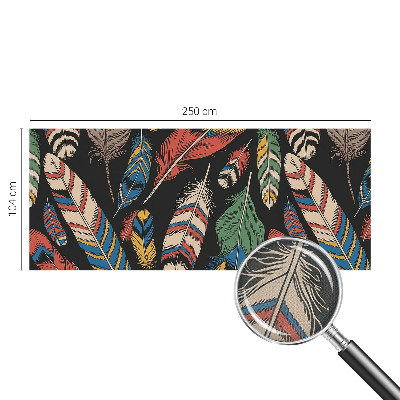 Peel and stick wall mural for bedroom with a colorful feather design