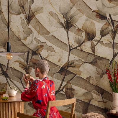 Nursery wall mural with a classic floral design