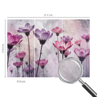 Children's wall mural with pastel flower motif