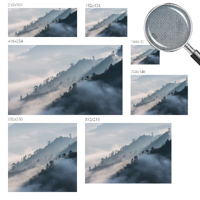 Baby room wall mural with a foggy landscape design